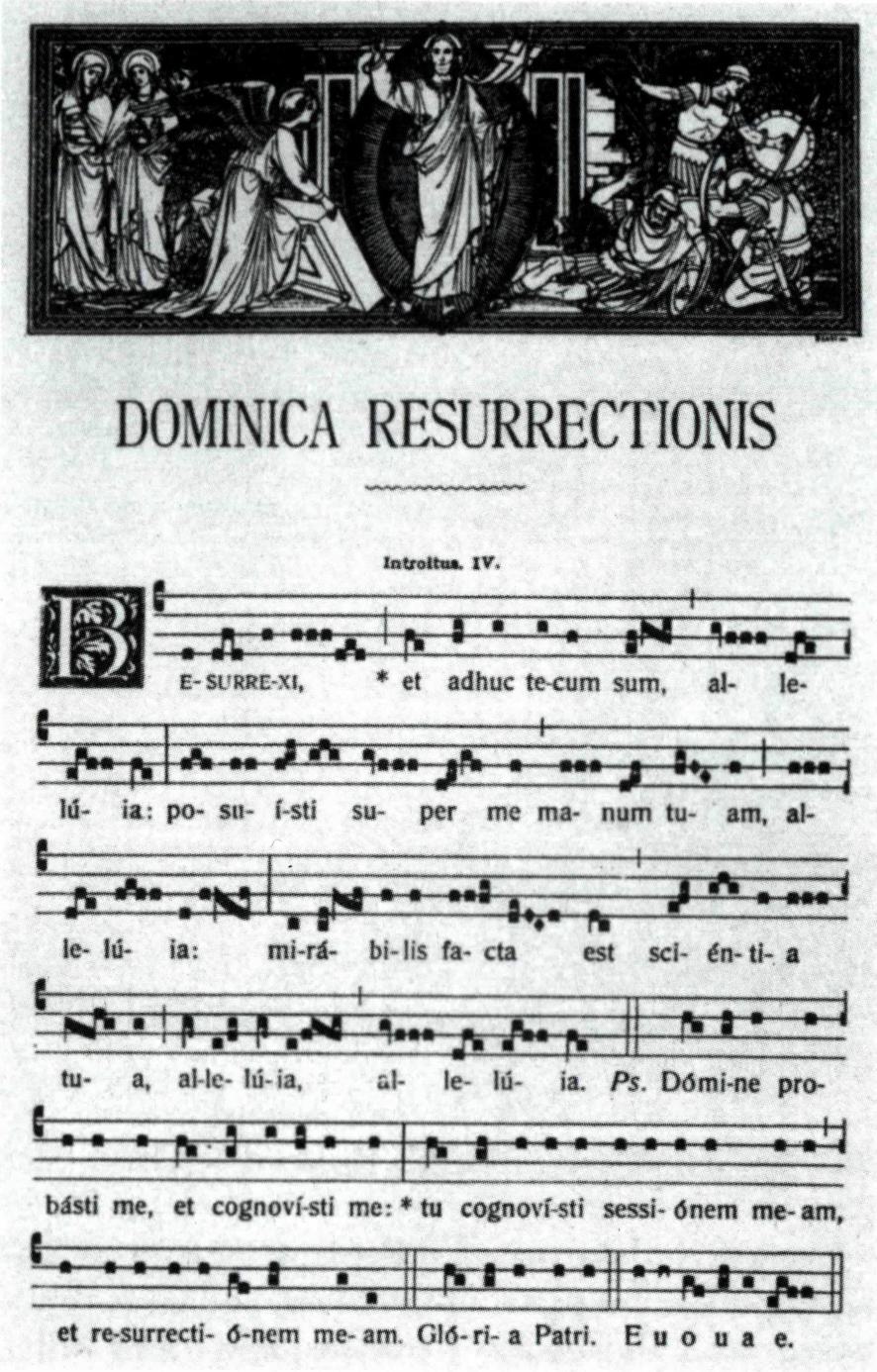 부활 대축일 미사 때의 그레고리오 성가 도입부.
