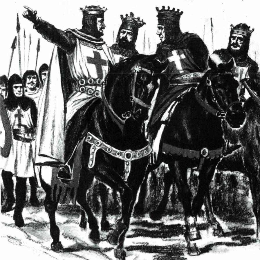 성지로 가는 제1차 십자군의 네 지도자.