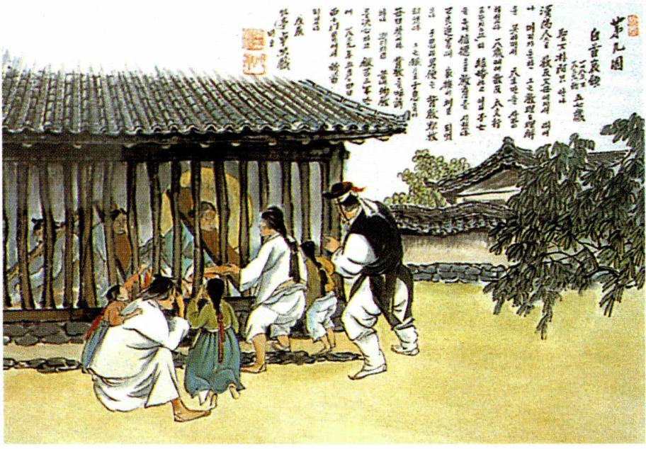 자신을 찾아온 가족들을 위로하는 박아기 안나(탁희성 작).