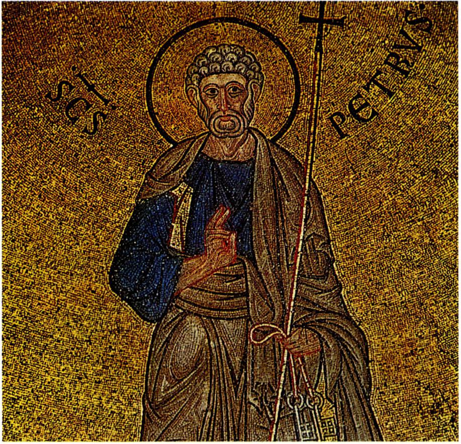 베드로 사도(왼쪽)와 동생 안드레아와 함께 예수의 부름을 받는 베드로(두치오 작)