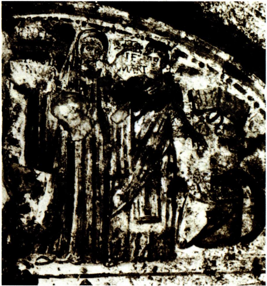 도미틸라 지하 묘지에 그려진 베드로닐라 성녀의 프레스코화.