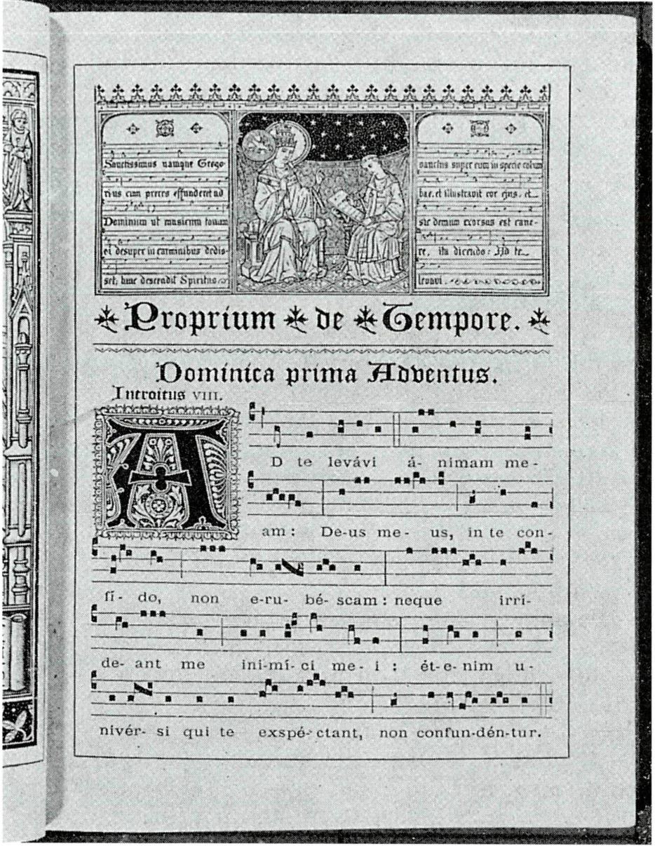 1883년 솔렘 수도원에서 펴낸 성가집의 대림 제1 주일 입당송 부분.