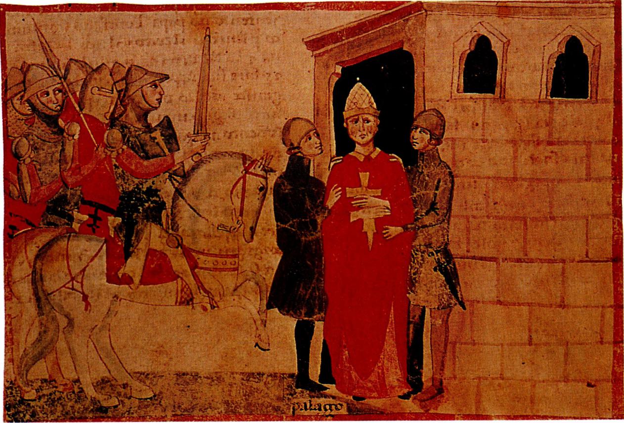 1303년 9월 7일 아냐니에서 교황 보니파시오 8세를 체포하는 기사 수도회의 배신자 기욤.