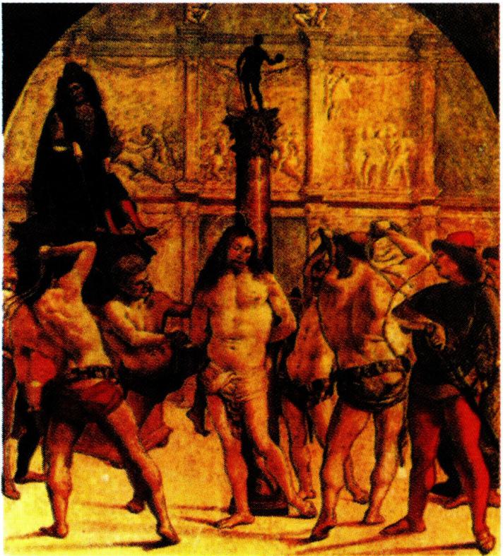 ▲ 시뇨렐리 최초의 작품인 <채찍질당하시는 그리스도)(원쪽)와 <목신의 학교>