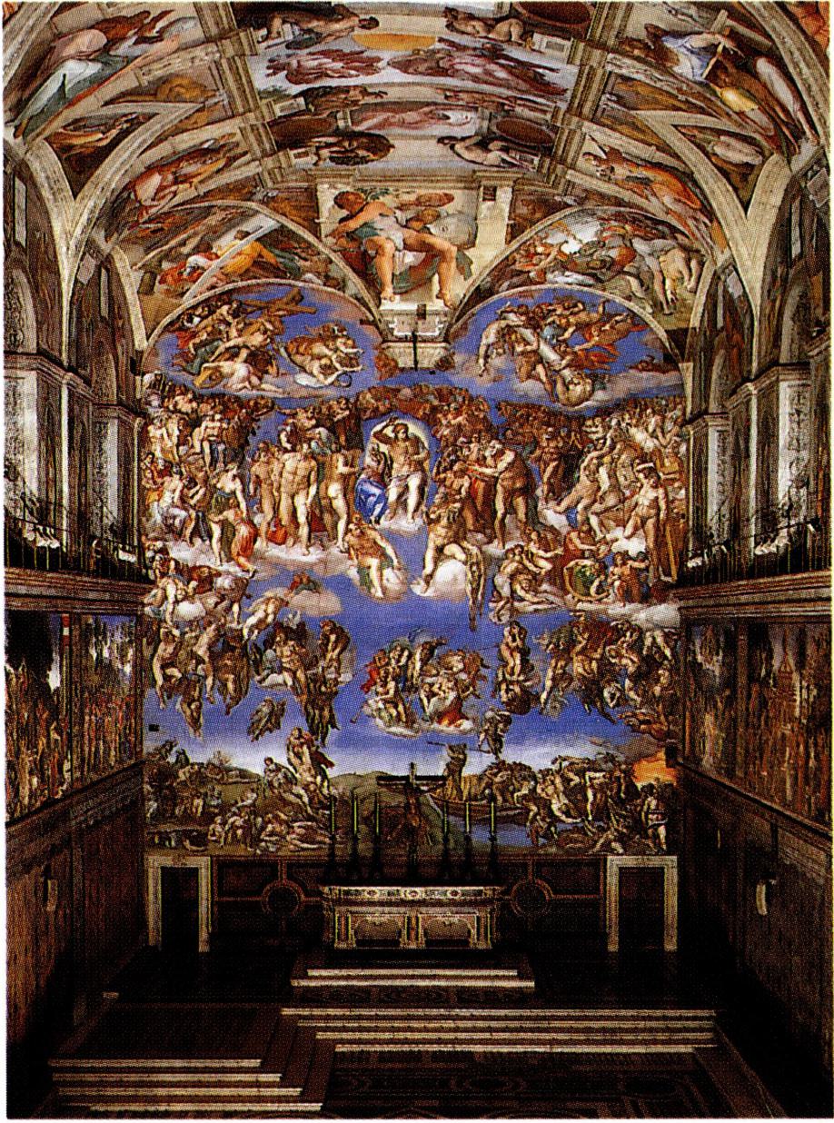 프레스코 벽화들로 장식된 시스티나 경당의 내부 모습.