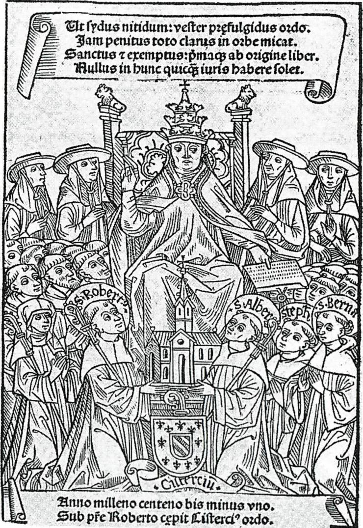 시토회의 수도 회칙을 인가하는 교황 파스칼 2세.