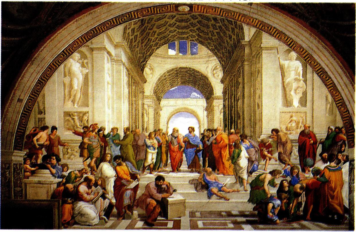 라파엘로가 신플라톤주의의 사상을 조형적으로 표현한 작품인 <아테네 학당>.
