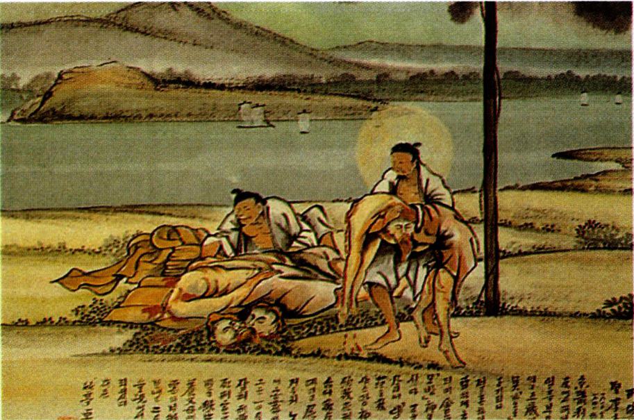 순교자들의 시신을 수습한 성 이문우 요한(탁희성 작).