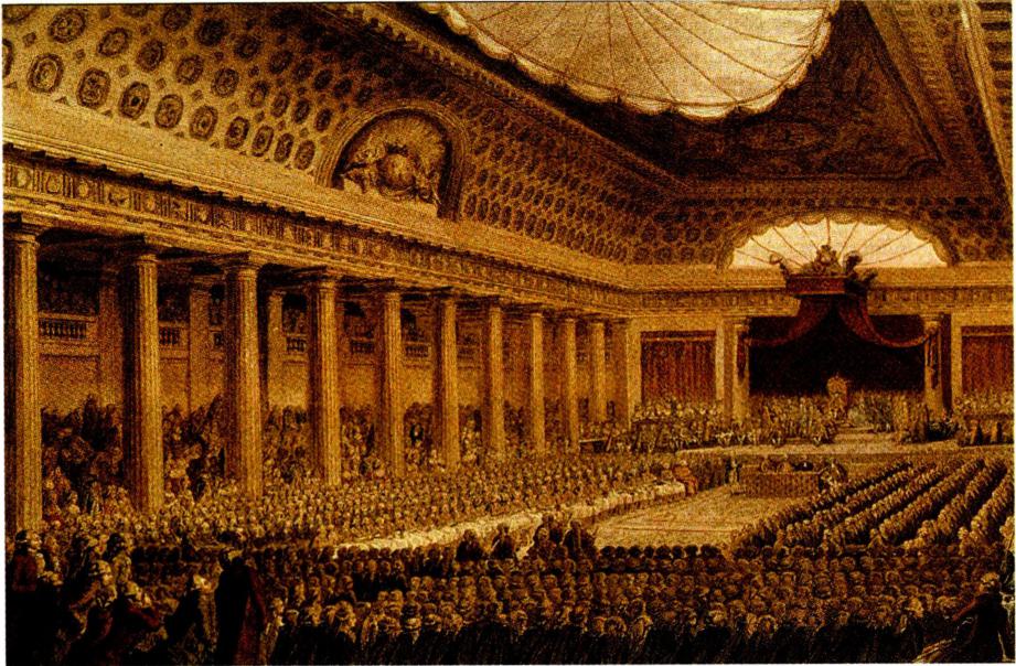 루이 16세와 삼부회의 회의 모습.