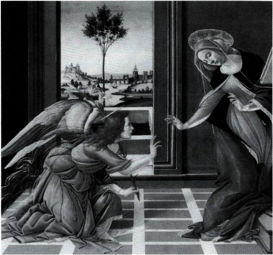 구세주 예수 잉태를 알리는 가브리엘 천사.