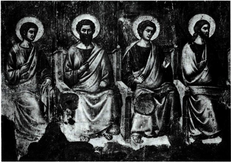 산타 체칠리아 성당의 프레스코화 <최후의 심판>에 등장하는 4명의 사도.