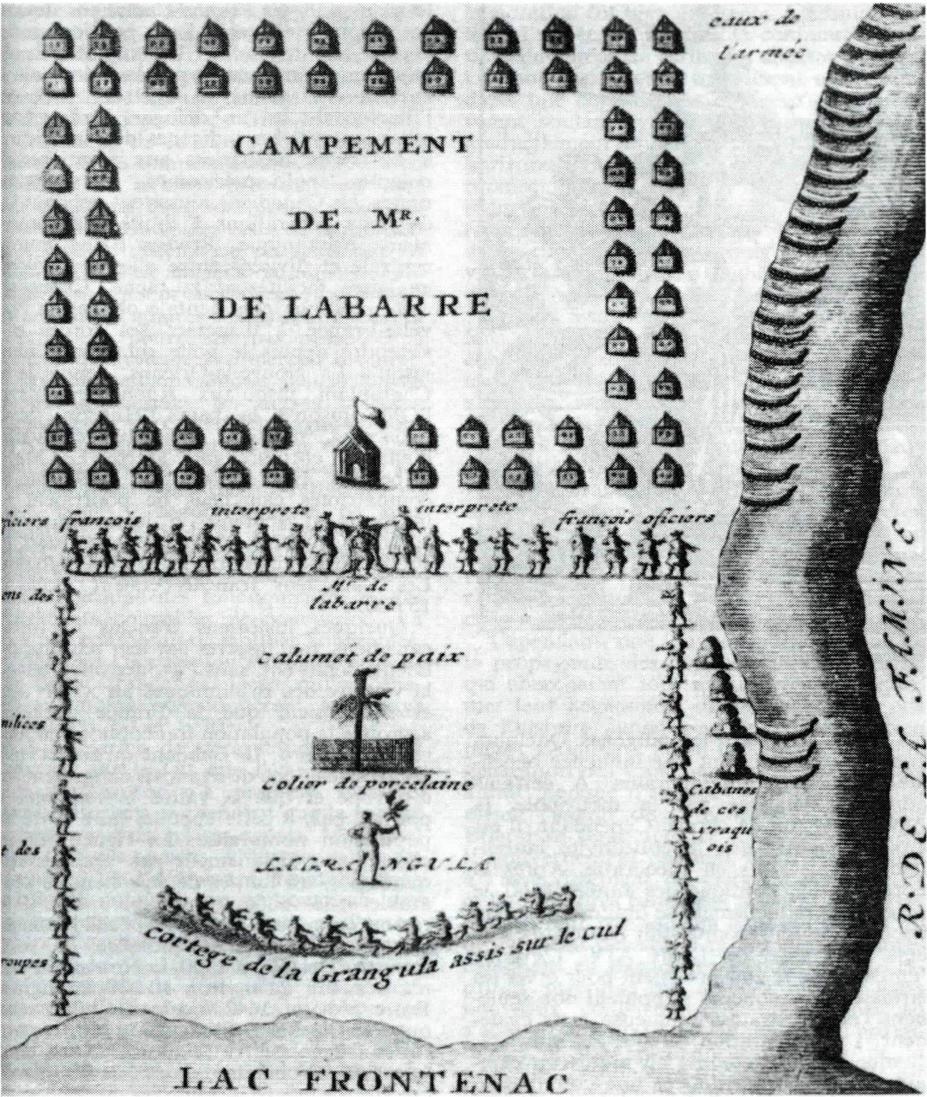 적대 관계에 있던 이로쿼이족과 협상할 당시의 프랑스군 배치도(18세기).