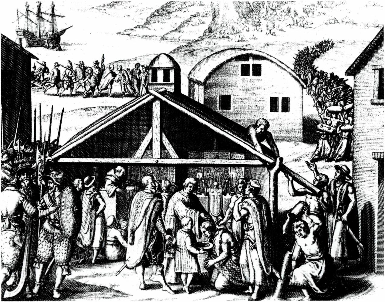 세례를 받는 원주민들.