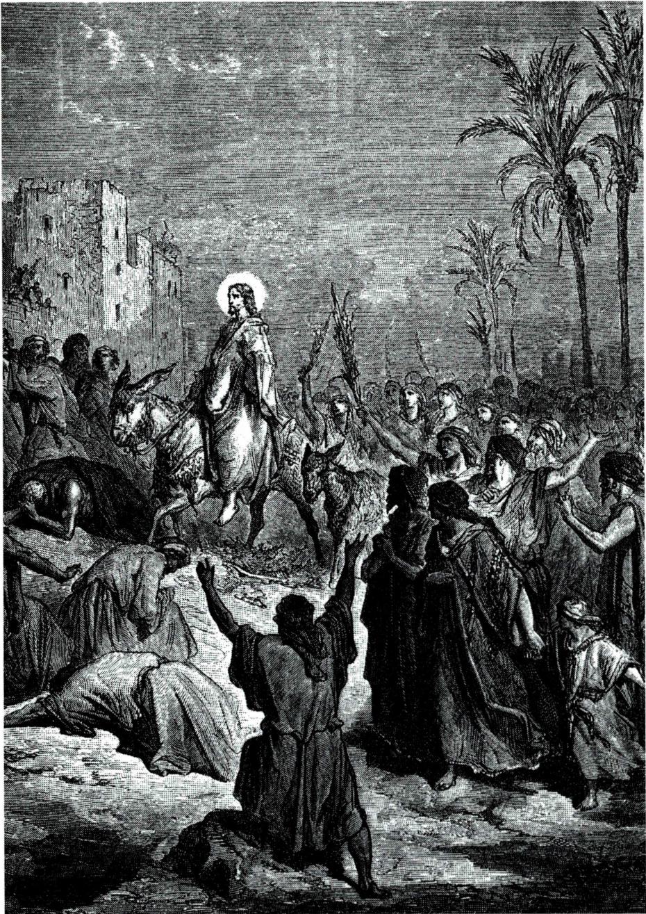 "주의 이름으로 오시는 이여, 가장 높은 곳에서 호산나" (예루살렘 입성).